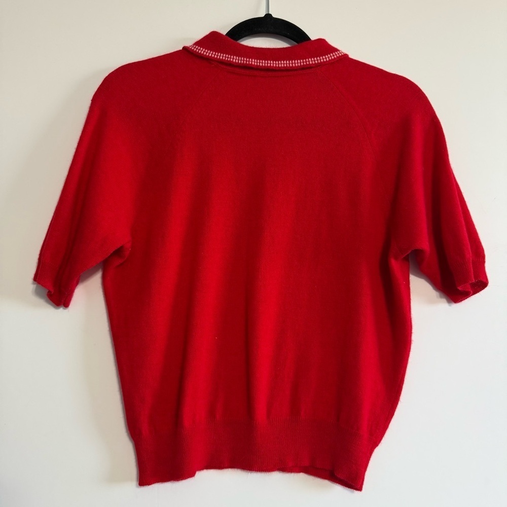 Jantzen Vintage Red Top Sweater Pullover Knit Mohair Alpaca Blend Size S - Picture 3 of 9